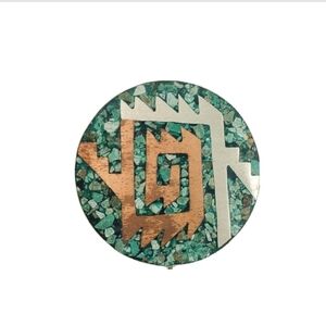 Taxco Enrique Ledesma Malachite Aztec Pin Pendant